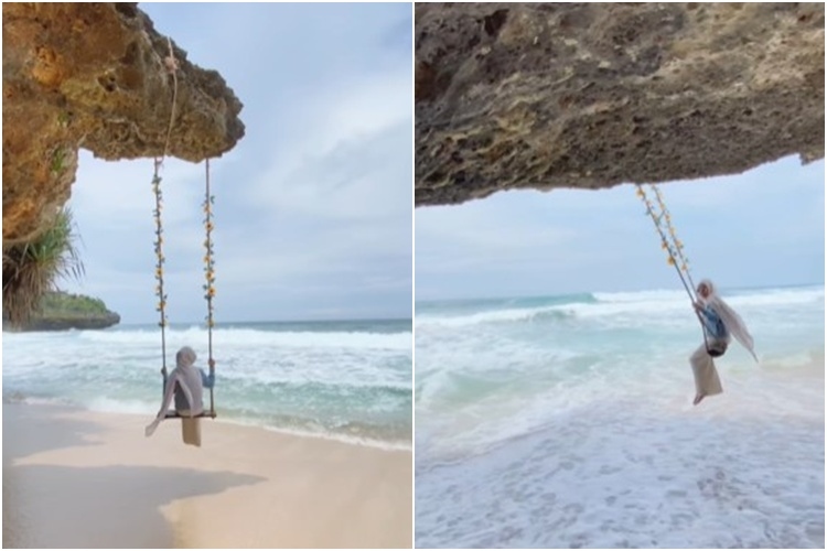 Menikmati Pesona Hidden Gem Pantai Midodaren, Bisa Main Ayunan di Bibir Pantai