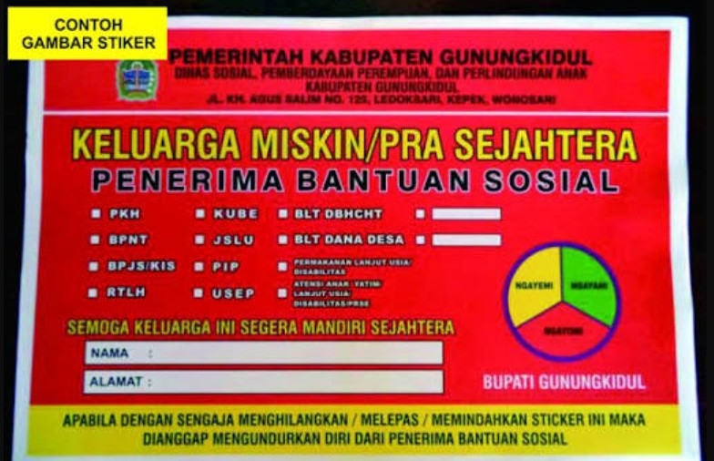 Pastikan Bantuan Tepat Sasaran, Rumah Warga Miskin di Gunungkidul Dipasangi Stiker