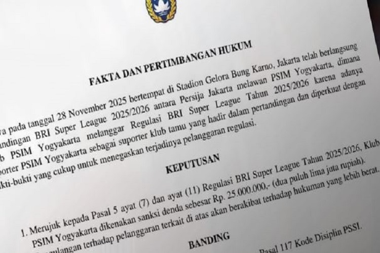 Suporter Hadir di GBK, PSIM Kena Denda Rp25 Juta